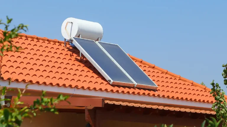 Domestic solar water heater mounted on roof