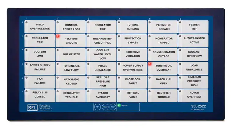 The SEL-2522 Alarm Panel is an excellent choice for the annunciation of alarms and operating events.