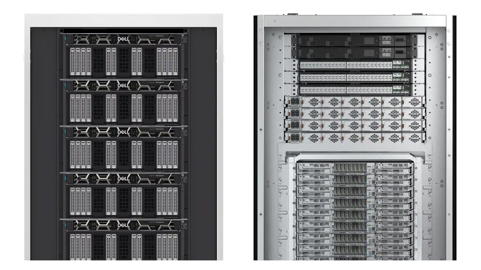 High-density enterprise server racks with GPU compute infrastructure and advanced cooling for AI and data centre workloads.