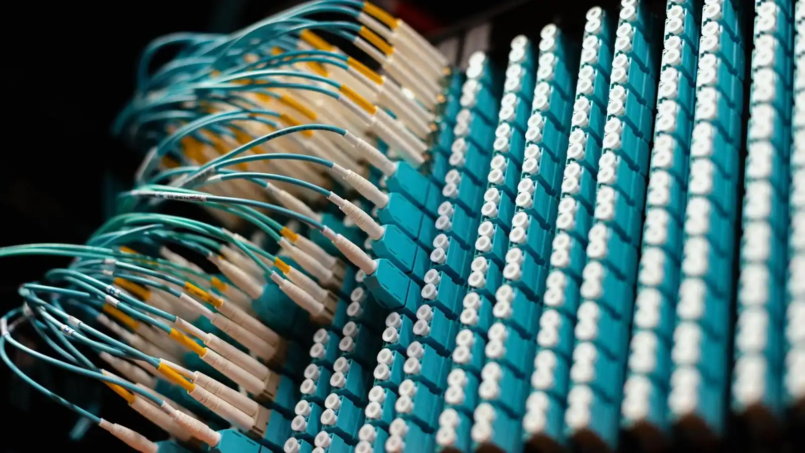 Fibre optic backbone infrastructure with structured cabling for high-speed data network connectivity.