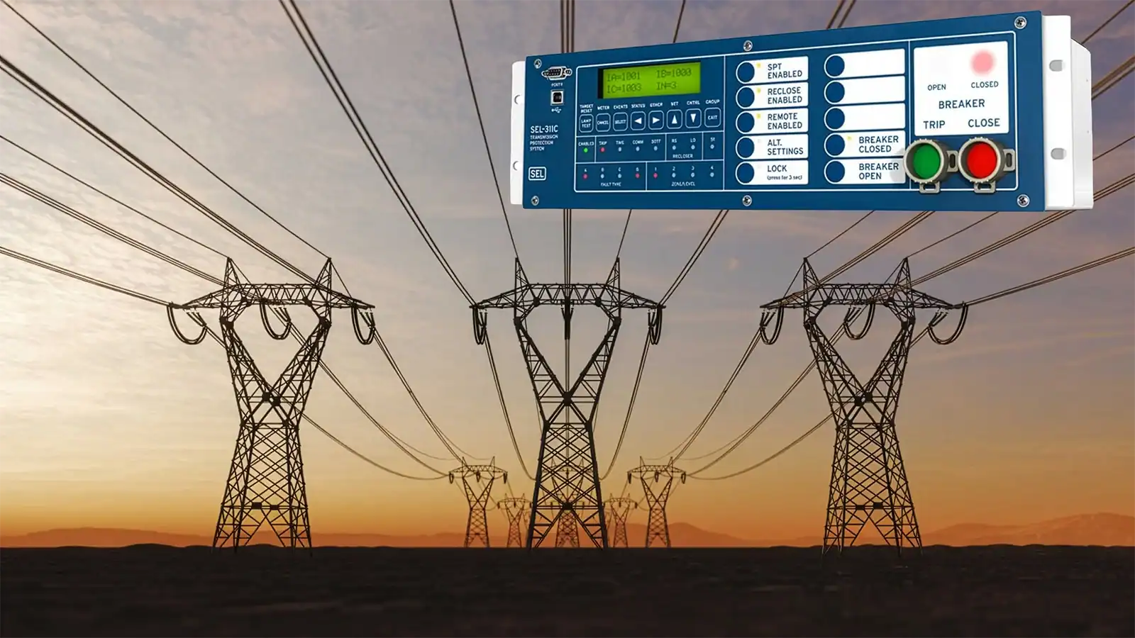 Transmission line protection system using distance and overcurrent protection for fault detection and isolation in high voltage power networks.